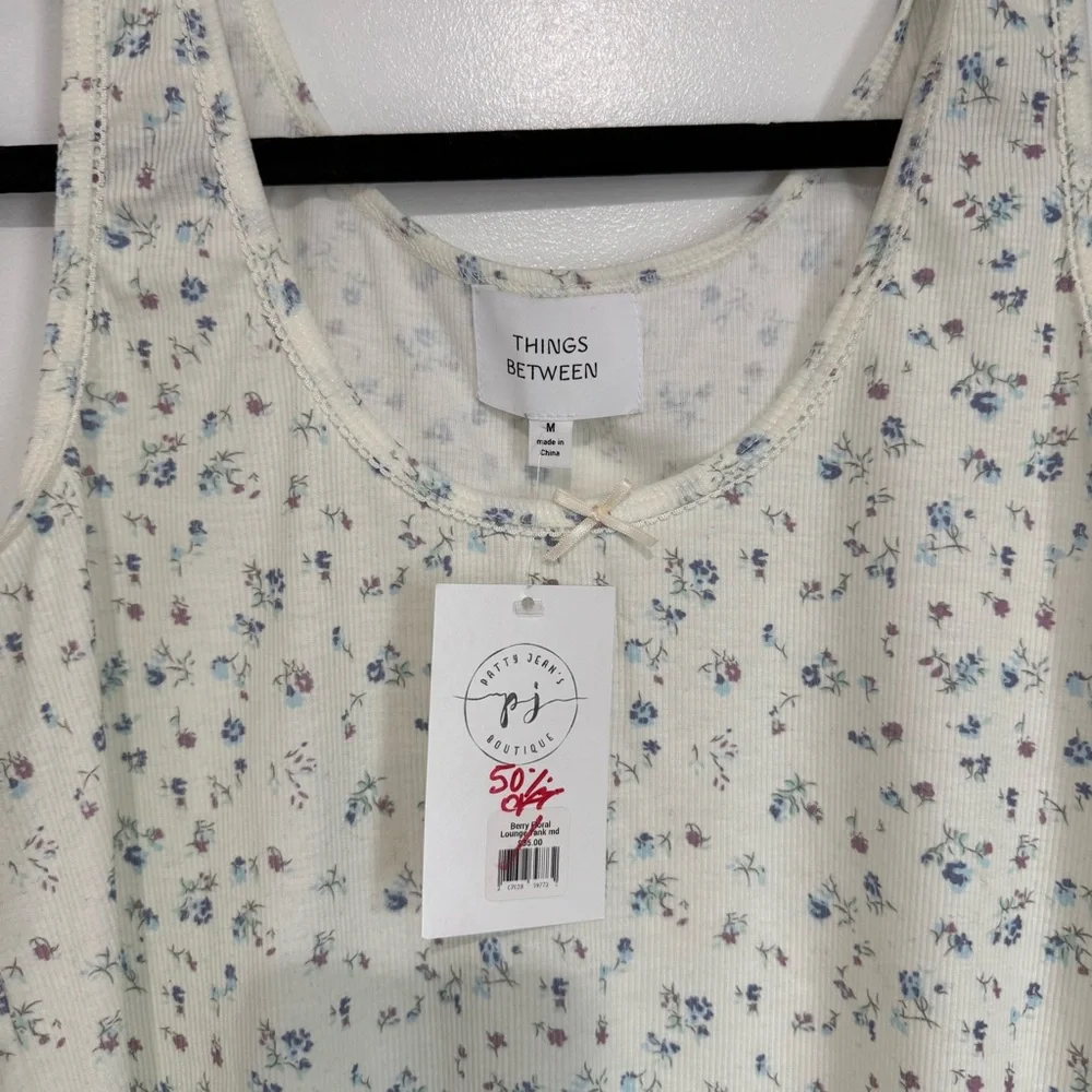 Things Between Women's Floral Tank Top - White - Picture 2 of 4